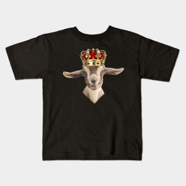 Goat King With Crown Kids T-Shirt by K3rst